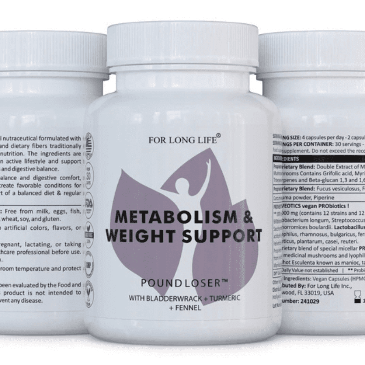 For Long Life Poundloser Vegan Weight Loss Supplement, 120 Capsules