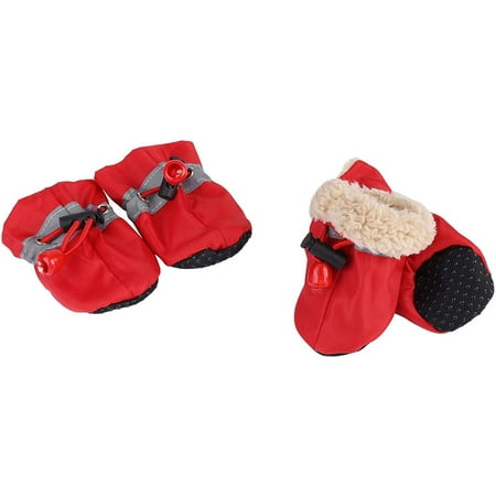 Dog Boots  4Pcs/Set Adjustable No Slip Breathable Pet Dog Shoes Boots Waterproof Dog Socks Soft Cotton Padded for Different Size Dogs(red 5) Boots