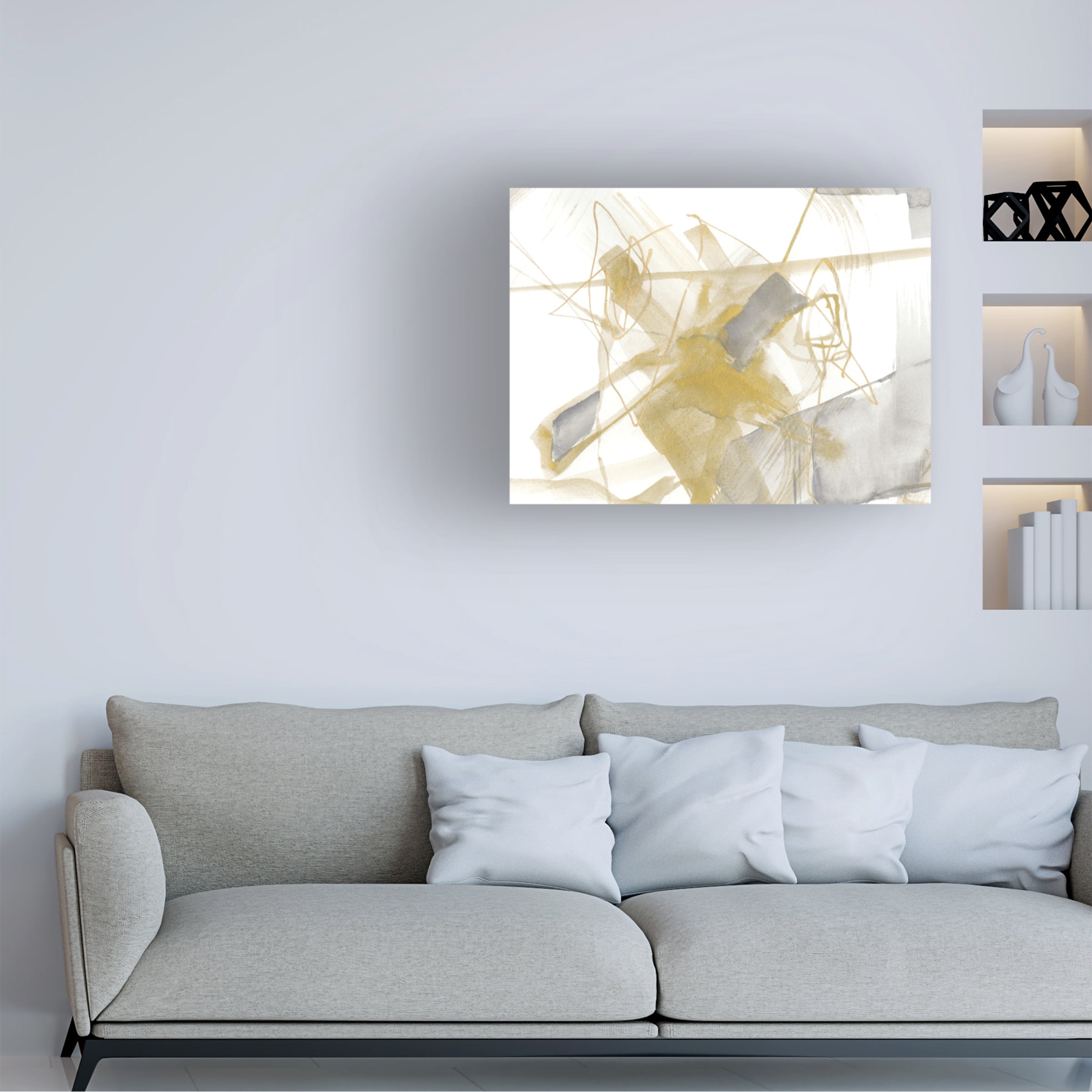 Jennifer Goldberger 'Gold & Grey Exploration V' Canvas Art