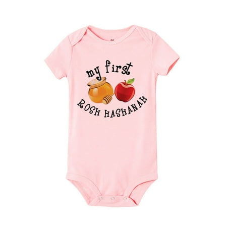 

My First Rosh Hashanah Newborn Baby Bodysuits Jewish Infant Toddler Jumpsuits Unisex Short Sleeve Clothes Hanukkah Party Gifts