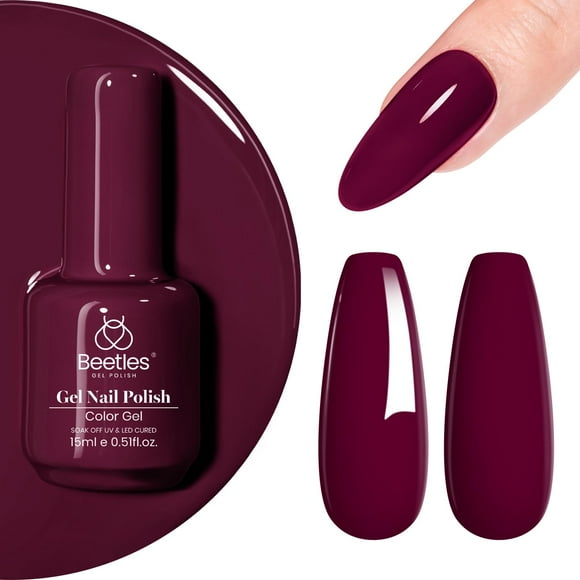 Esmalte de uñas en gel Beetles Mellow Plum, rojo oscuro, 15 ml, para mujer