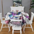 thumbnail image 2 of Purple Butterfly Rose Pattern Round Tablecloth 60"x60",Wrinkle Wipeable Table Cloth for Kitchen Dining Room Picnic Patio Party, 2 of 6