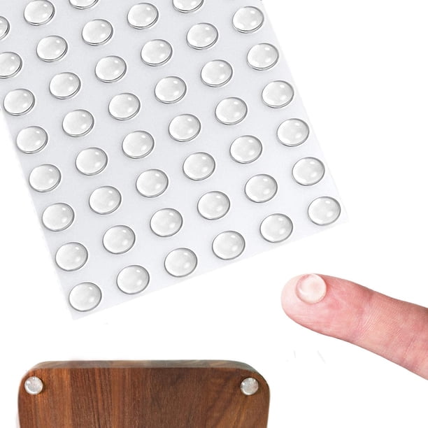 Topes de goma transparentes para puertas de gabinete, 100 unidades, silenciadores de goma, autoadhesivos para muebles y cajones (hemisféricos, 10 x 3 mm)