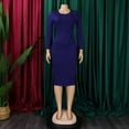 thumbnail image 4 of Women Plus Size Bodycon Stretchy Ruched Basic Midi Work Office Midi Pencil Dress, 4 of 8