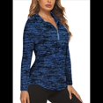 thumbnail image 2 of Sudadera Deportiva de Larga con Cremallera de 1/4 y Protección Solar UPF 50+ para Mujer, de Secado Rápido, para Hacer Ejercicio y Senderismo. Azul Oscuro M, 2 of 8