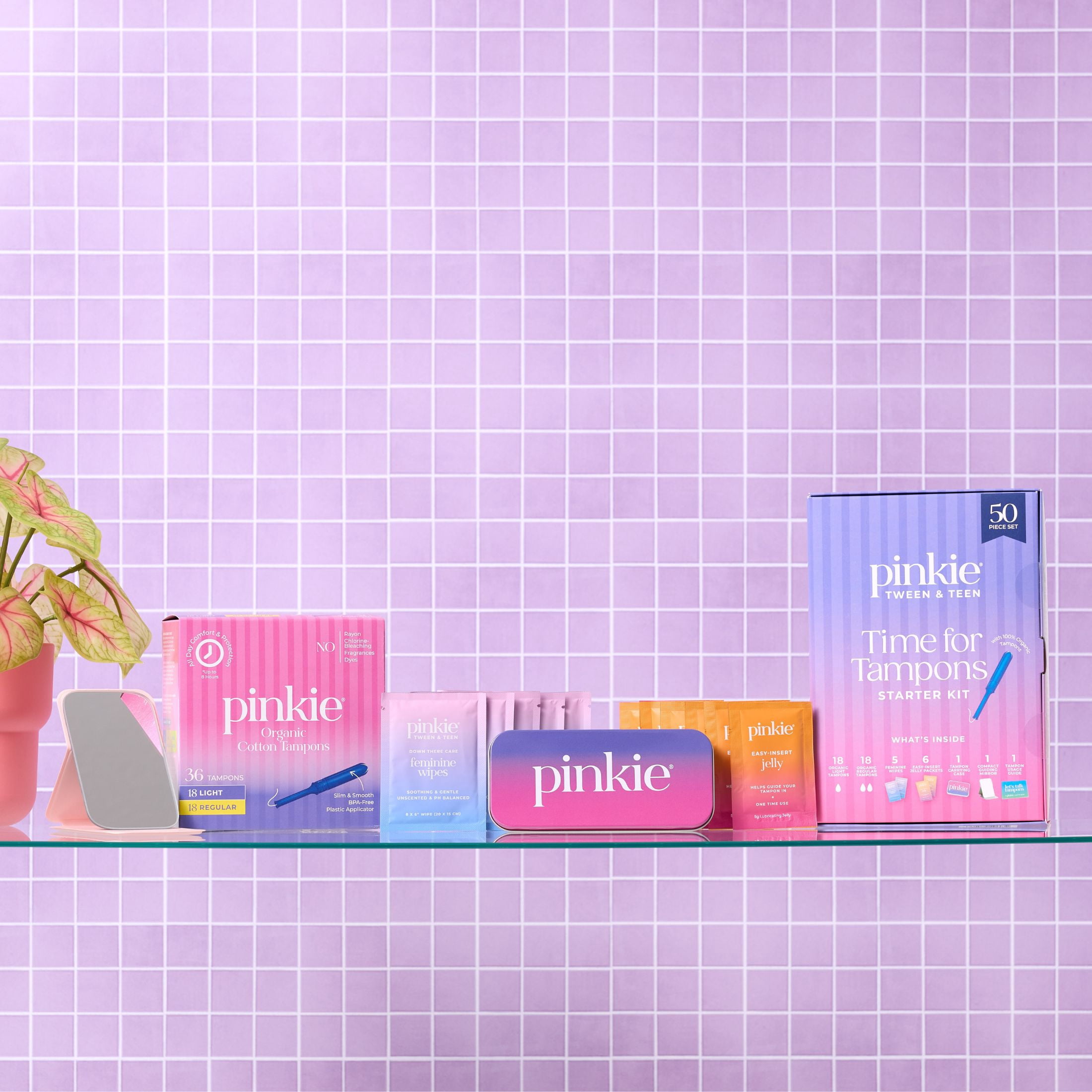 Pinkie, Organic Cotton, Time for Tampons Starter Kit (50 Piece)