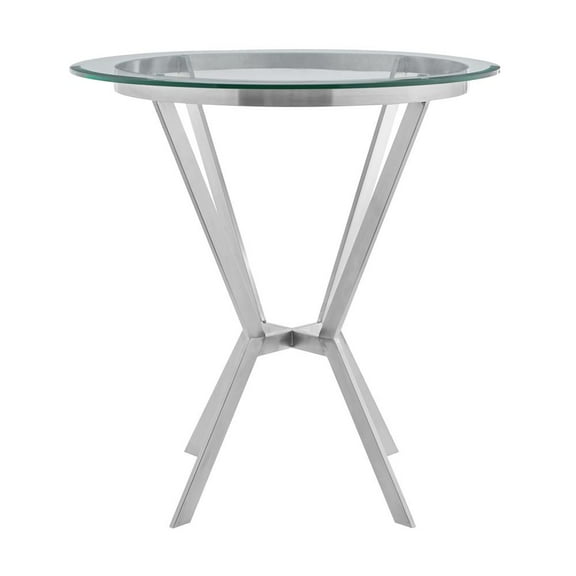 Armen Living Naomi 36"Round Contemporary Stainless Steel Dining Table in Chrome