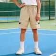 thumbnail image 2 of Gubotare Youth Golf Shorts Boys 4-Way Stretch Pull-on Shorts Moisture Wicking Side Hand Pockets Outdoor Size 11-12 (Khaki,11-12 Years), 2 of 6