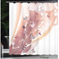 thumbnail image 3 of Ambesonne Floral Shower Curtain, Spring Themed Butterfly Leaf, 69"Wx84"L, Peach White, 3 of 4