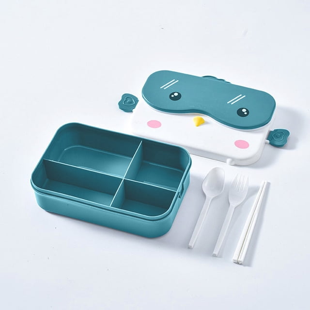 Injueey Fiambrera de dibujos animados, comida de Picnic, contenedor de almacenamiento fresco, Bento con vajilla, cajas para horno microondas, oficina al Cocina y Comedor Azul Injueey HA073242-03