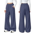 thumbnail image 3 of Taqqpue Boys Girls Wide Leg Sweatpants Loose Fit Solid Color Athletic Joggers Pants Fall Winter Keep Warm Fleece Workout Straight Wide Leg Baggy Pants with Pockets for Kids 5-15 Years, 3 of 10