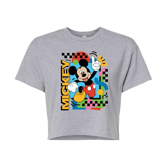 Disney - Mickey 90s Nostalgia - Juniors Cropped Cotton Blend T-Shirt