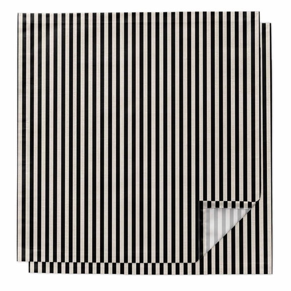 Cloth Napkins Set of 2 - 20x20 Inches, Black Striped Washable Reusable Table Napkins, Modern Simple Farmhouse Beige Vintage Soft & Absortbent Dining Napkin for Party Wedding Hotel Restaurant