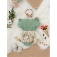 thumbnail image 3 of Letiane Newborn Baby Girl Ruffle Short Sleeve Romper Floral Tutu Skirt Dress Jumpsuit With Headband Outfit Set, 3 of 3