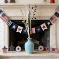 thumbnail image 1 of Decoración floral artificial con temática del Día de la Independencia: Rama de flores rojas, blancas y azules con estrellas, un arreglo floral decorativo para fiestas. Decoración floral patriótica con, 1 of 6