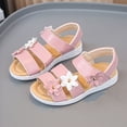 thumbnail image 2 of TOWED22 Girls Sandals Kids Open Toe Flat Sandals Ankle Strap Dress Shoes for Toddler Little Big Kid Pink,7, 2 of 9