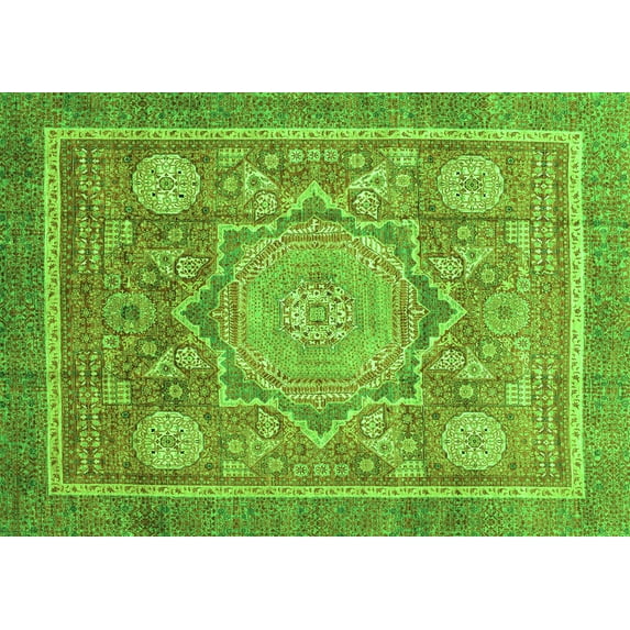 Ahgly Company Indoor Rectangle Abstract Green Modern Area Rugs, 3' x 5'