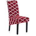 thumbnail image 1 of Stretch Dining Chair Slipcovers, XL/Oversized Removable Washable Soft Spandex Extra Large Dining Room Chair Covers for Kitchen Hotel Table Banquet Geometric Print (4 Per Set, Wine Red), 1 of 7