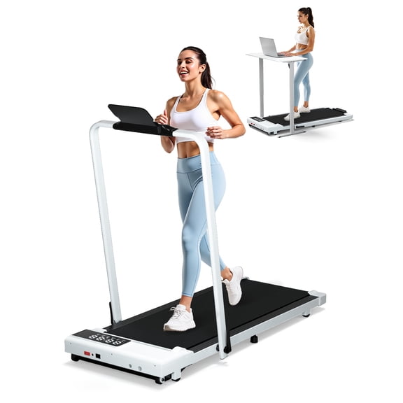 Walking Pad Treadmill with Incline and Handle Bar, 3.0 HP Foldable Treadmills 300LBS Capacity Folding Walking Pad 3 in 1 Under Desk Treadmill Remote Control with APP