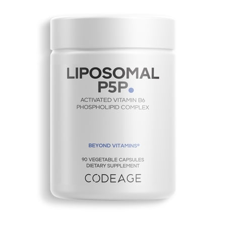 Codeage Liposomal P5P Supplement – Vitamin B6 as Pyridoxal-5'– Phosphate – Liposomal Delivery – Active B6 Form – 3-Month Supply – 1 Capsule Daily – Non-GMO – 90 Capsules