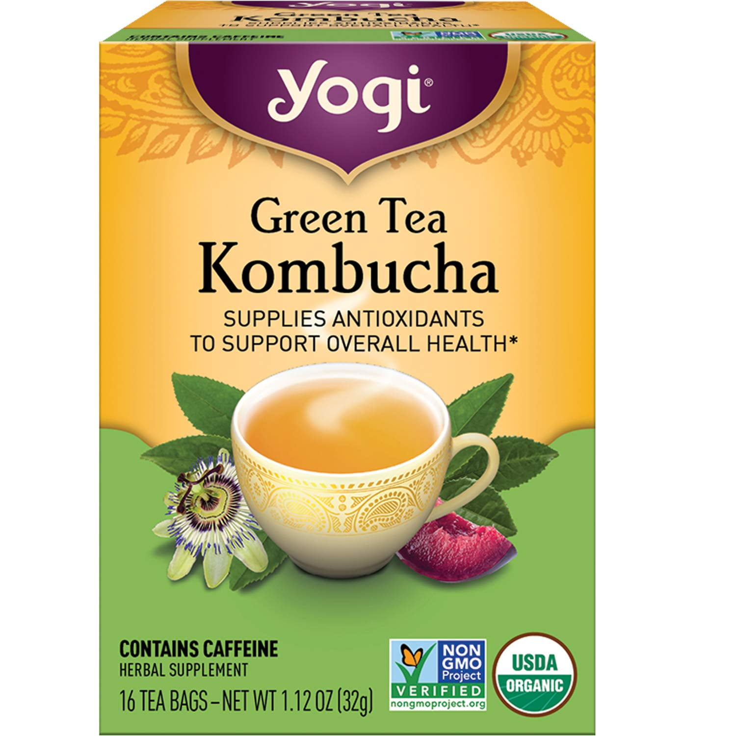 Yogi Green Tea Kombucha -- 16 Tea Bags Pack of 2
