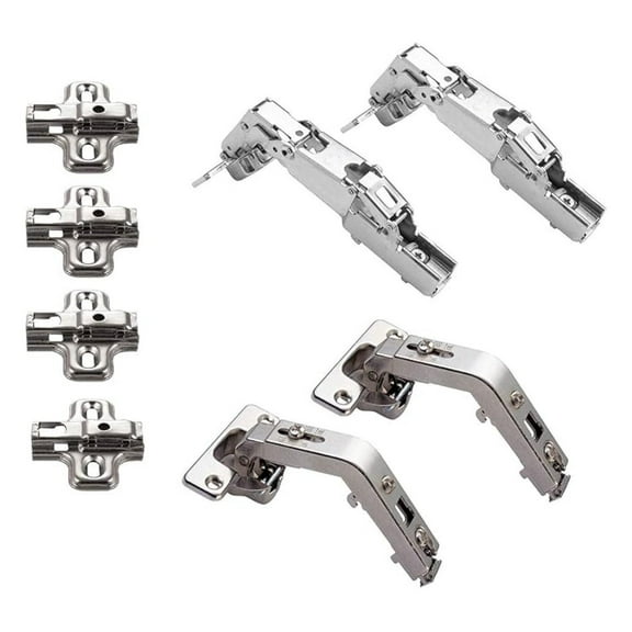 Lazy Susan Hinges 8 Pcs Set - Euro Style Cabinet Door Hinges - Complete Hardware Kit for Rotating Shelves - 5/8" Overlay - Clip On & Pie Corner Hinges