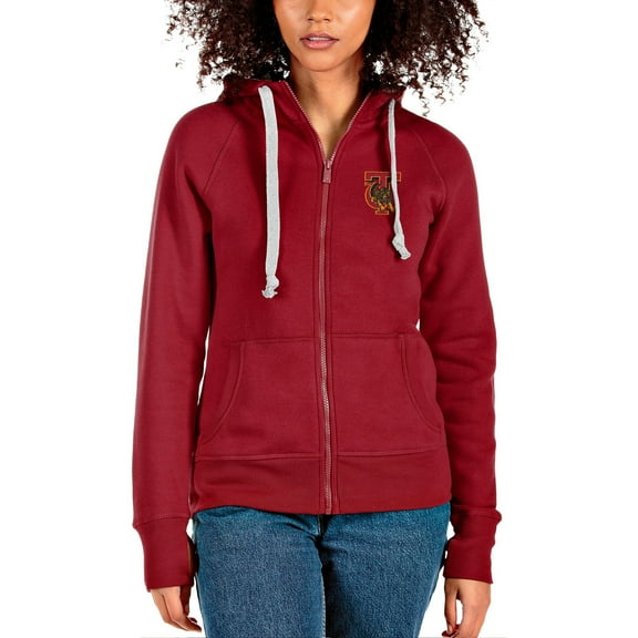 Women's Antigua Crimson Tuskegee Golden Tigers Victory Full-Zip Hoodie