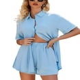 thumbnail image 1 of Chemise à Manches Courtes à Manches Courtes + Ensemble Shorts pour Femmes Élégantes, 1 of 8