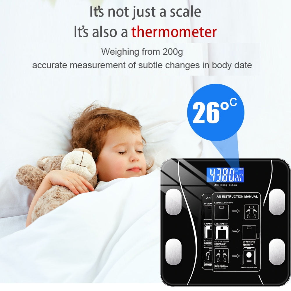 ICEUTY Fitness Smart Scale for Body Weight, Digital Bluetooth Scale,  Bathroom Scale for Health Body Composition Monitor, Gym Intelligent Measure  for Fat Water Muscle BMI for People, Black