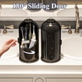 thumbnail image 2 of Dustproof Toothbrush Holders with Cover, Rotating Electric Toothbrush and Toothpaste Holder for Bathroom Countertop, 3 Slots Makeup Brushes Organizer, Solid Black, 2 of 7