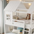 thumbnail image 5 of Harper & Bright Designs Twin over Full House Bunk Bed with Wardrobe and Storage Shelves, Wood Bunk Bed Frame with Ladders and Slides, White, 5 of 14