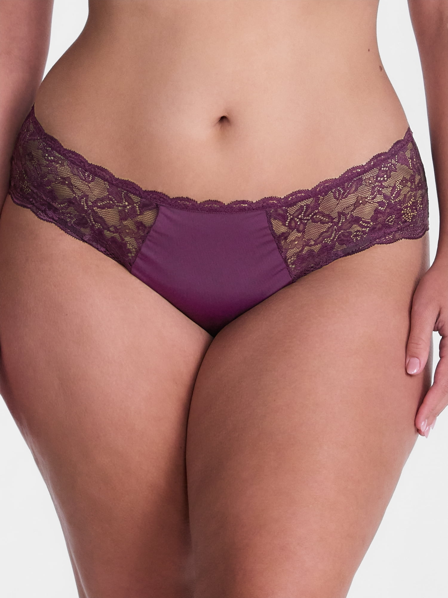 Joyspun Women's Microfiber and Lace Hipster Panties, 3-pack, Sizes to 3XL