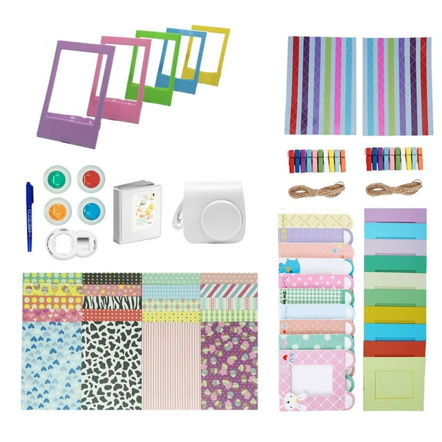 ruzhgo Camera Accessories for Mini 8/8+/9 Instant Camera Case Album Selfie Lens Filters Frame Sticker Corner Stickers Set No.2