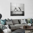 thumbnail image 3 of Nawypu  Bathroom Penguin Animal Canvas Wall Art Funny Penguin Painting Print Black and White Animal Picture Bathroom Decor Frame (Frame, 16x16 inch), 3 of 4