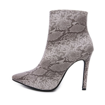 

jsaierl 2022 Women s Fashion Back Zipper Ankle Boots Pointed High Heel Shoes Booties