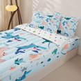 thumbnail image 3 of jejeloiu Cartoon Sea Animals Zipper Full Size Comforter Sets with Fitted Sheet and 2 Pillowcases For Girls,Shark Octopus Print Zipper Bedding Set,Light Blue,Polkadot Reversible,4-Piece, 3 of 7