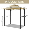 thumbnail image 3 of AECOJOY 8x5 ft Grill Gazebo Canopy, 2-Tier Outdoor BBQ Gazebo Shelter for Patio, Backyard, and Garden, Grill Tent with Ventilated Roof, Beige, 3 of 8