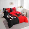 thumbnail image 3 of Homewish Cheetah Pattern 7pcs Bedding Comforter Set,Queen And King Queen Bedding Sets,Red Black Queen Sheet Sets For Girl Teens,Luxury Bedroom Decor Reversible, 3 of 8