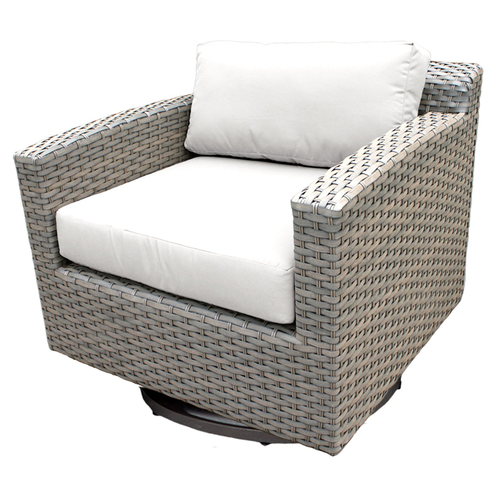 gray wicker swivel chair