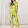 thumbnail image 2 of Pajama Sets for Women 2 Pcs, Cute african zebra green Button Down Long Sleeve Sleepwear Lounge PJ Sets, 2 of 6