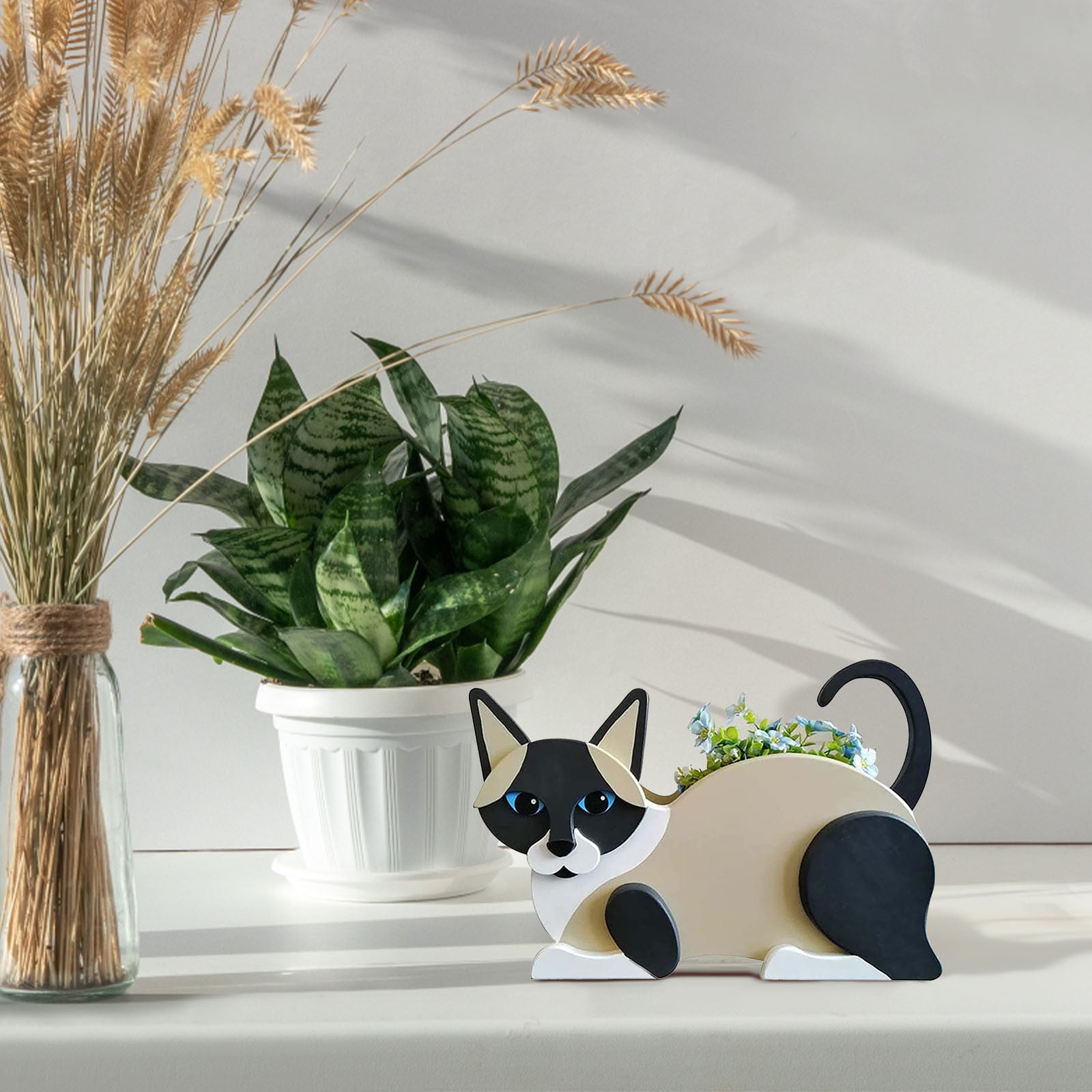 Jubipavy Cute Cat Shape Garden Flower Pot Plant Planting Pot Garden Desktop Decoration Gift Home Saving