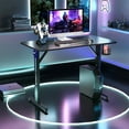 thumbnail image 3 of Gymax Bureau de Jeu Bureau à Domicile pour PC Ordinateur avec Éclairage DEL et Support de Poignée de Jeu, 3 of 10