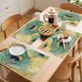 thumbnail image 5 of Retro Peacock Feathers Placemats Set of 6 Vintage Abstract Art Watercolor Place Mats Indoor Wipeable Table Mats Washable Cloth Dining Table Placemats for Kitchen Holiday Party Home Decor 13x19 Inch, 5 of 9
