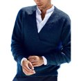 thumbnail image 2 of ZKCCNUK Fashion Solid Color V-neck Men's Sweater Bottoming Sweater Knitwear on Clearance, 2 of 3