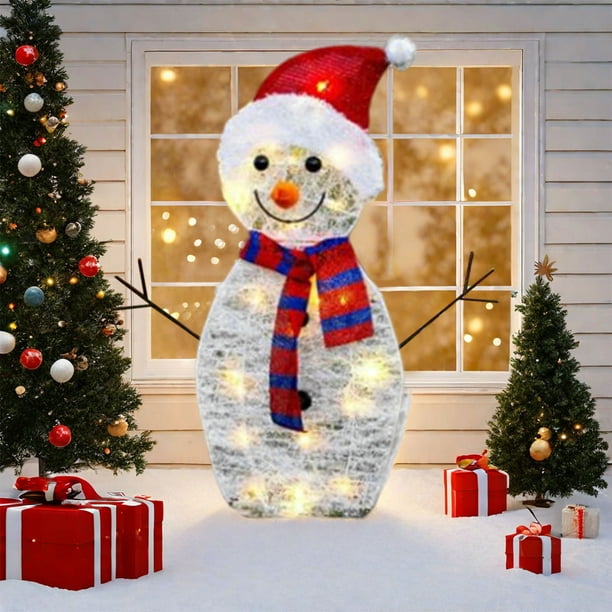 Decoración navideña para exteriores, adornos navideños, regalos navideños, decoración navideña familiar para exteriores, muñeco de nieve navideño iluminado, decoración de jardín, decoración de muñeco