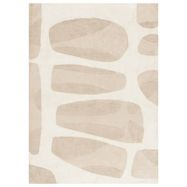 SAFAVIEH Easy Care Anabel Abstract Machine Washable Area Rug, Beige/Ivory, 3' x 5'