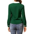 thumbnail image 3 of INSPIRE CHIC Women's Button Down Shirt Long Sleeve Work Peter Pan Collar Blouse Tops XL Green, 3 of 7