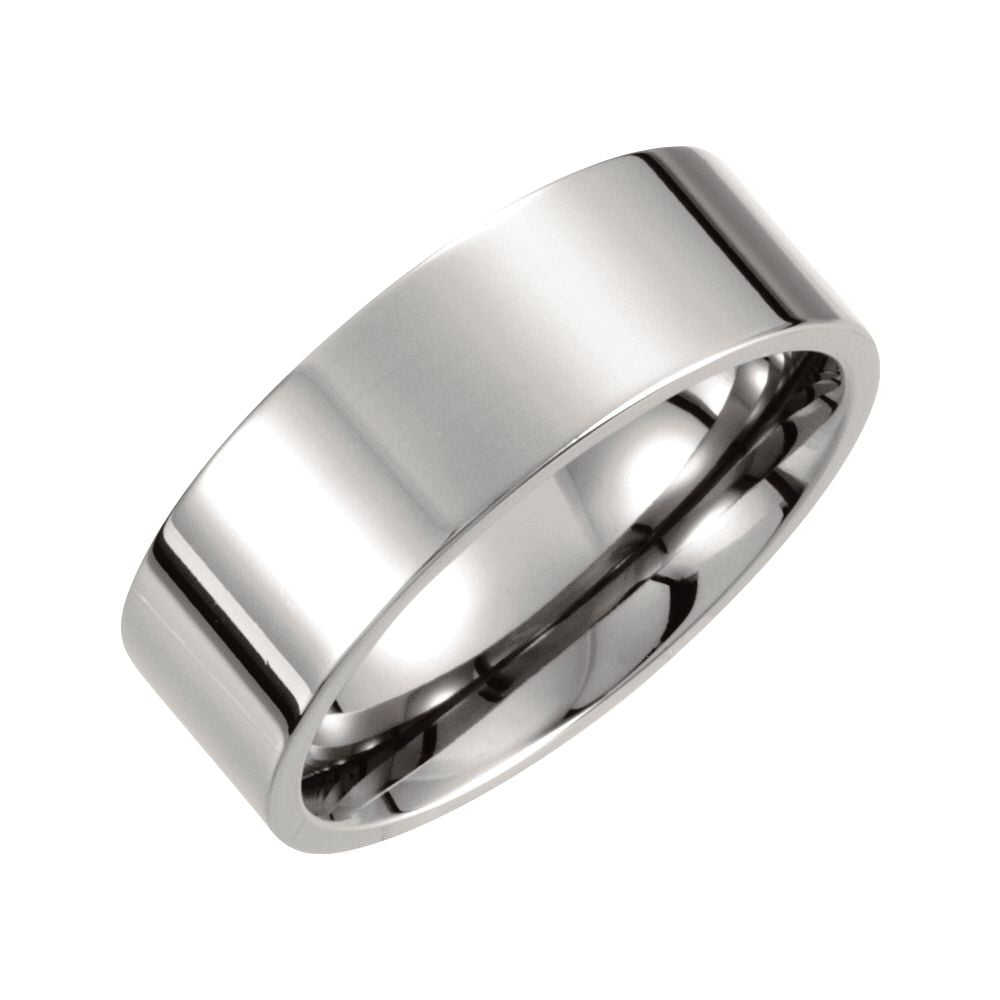 Jewels By Lux Titanium Sterling Silver Inlay Flat 8mm Brushed and Polished Band 