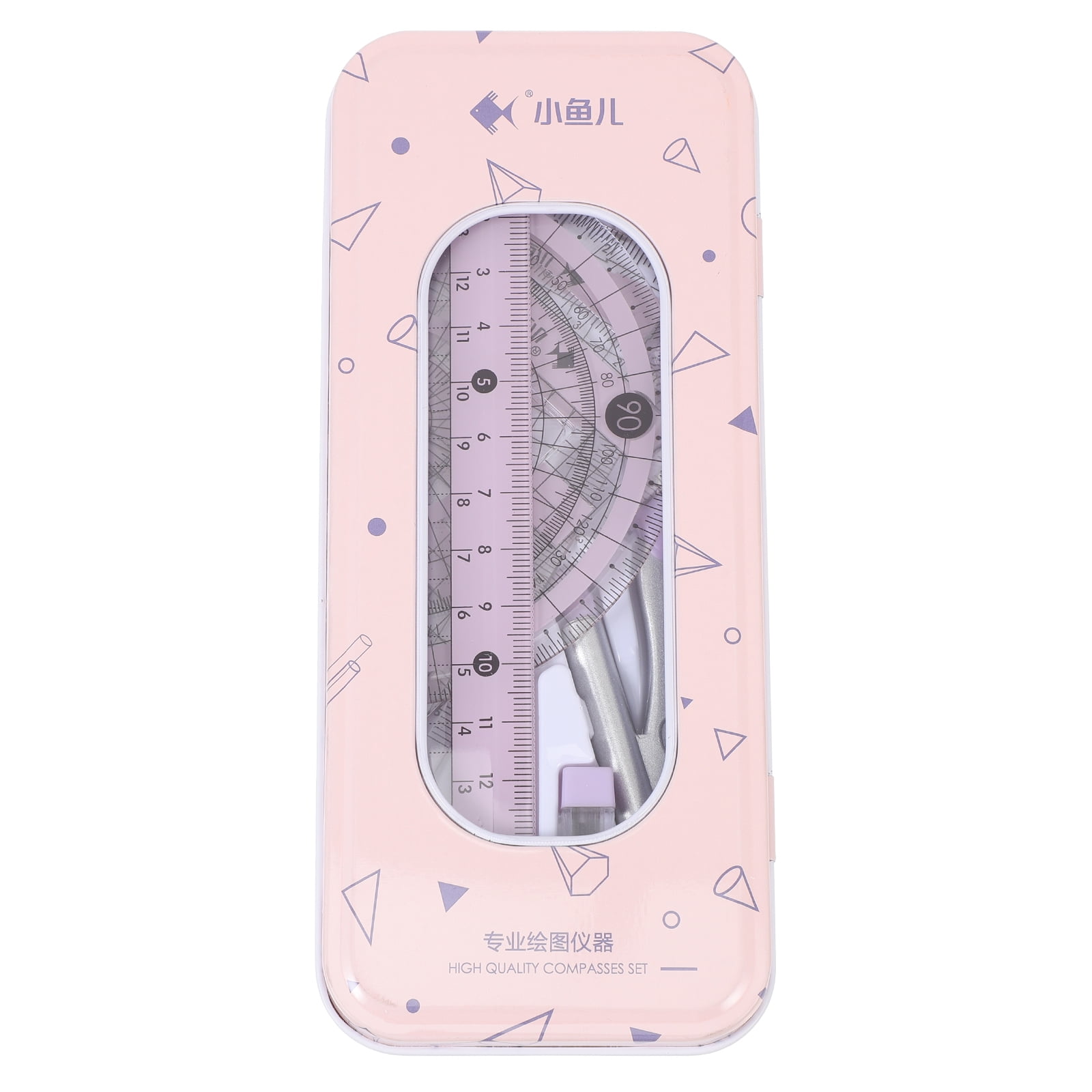 Pink Ruler Maths Back To School Supplies Girls Pink Maths Geometry Set - 8 Pieces ...