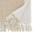 thumbnail image 3 of Fennco Styles Two Tone Banded Design Table Runner with Tassel 16" W x 90" L - Natural & White Linen Blend Table Cover for Everyday Use, Banquets, Family Gathering and Special Events, 3 of 3